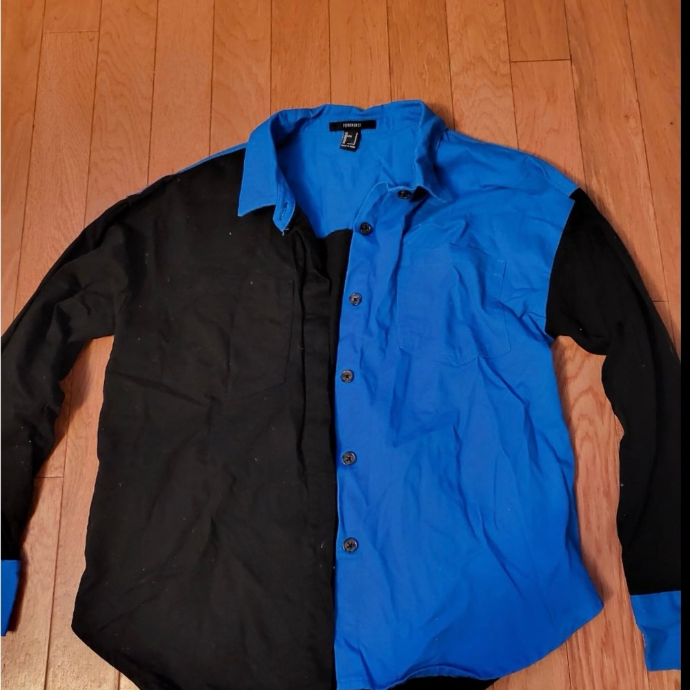 Forever 21 Juniors Black &Blue Jean Jacket Size Small 7/8